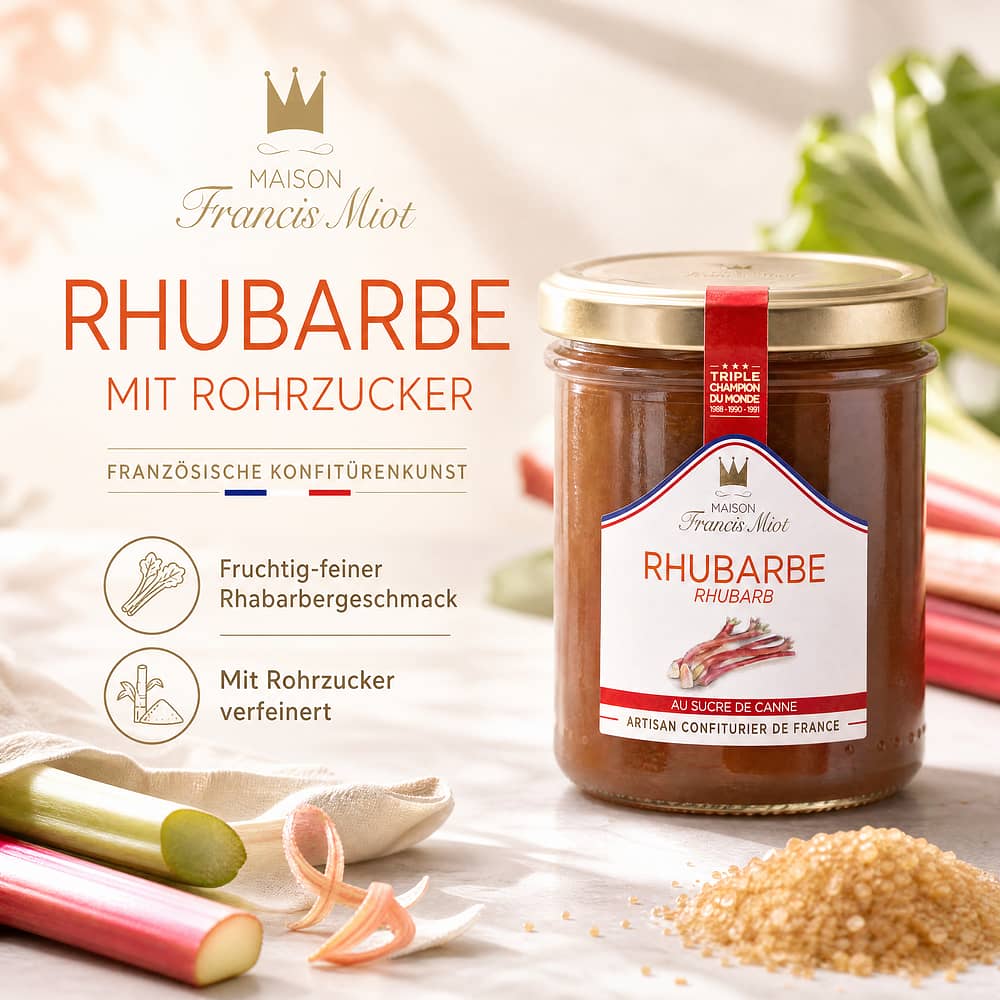 Maison Francis Miot Rhubarbe Rhabarber mit Rohrzucker 220 Gramm Produktbild