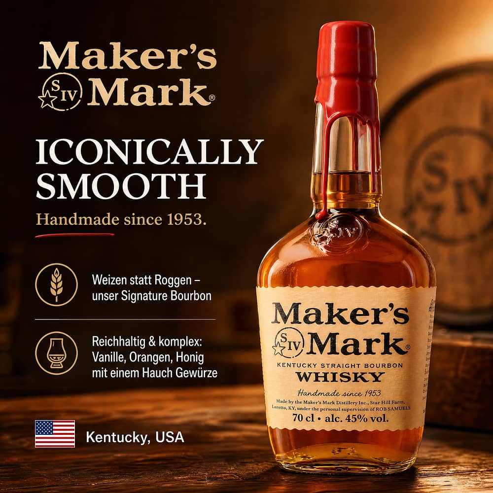 Maker's Mark Kentucky Straight Bourbon Whiskey 0,70 Liter/ 45.0% vol Produktbild