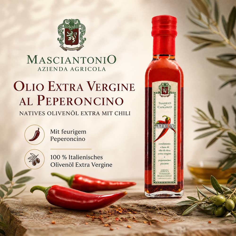 Masciantonio Olio Extra Vergine Al Peperoncino 0,250 Liter Produktbild
