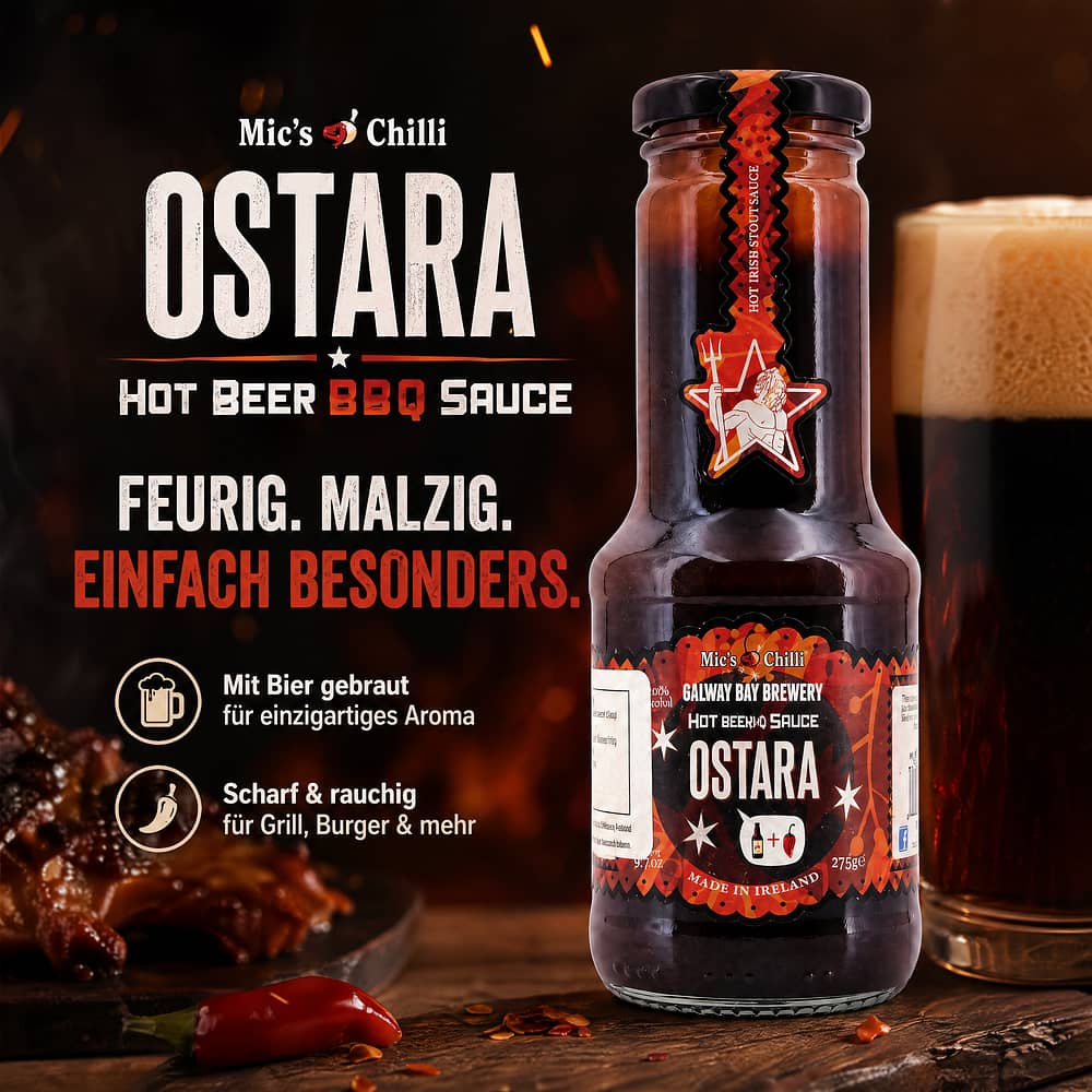 Mic's Chilli Ostara Hot Beer BBQ Sauce 275 Gramm Produktbild