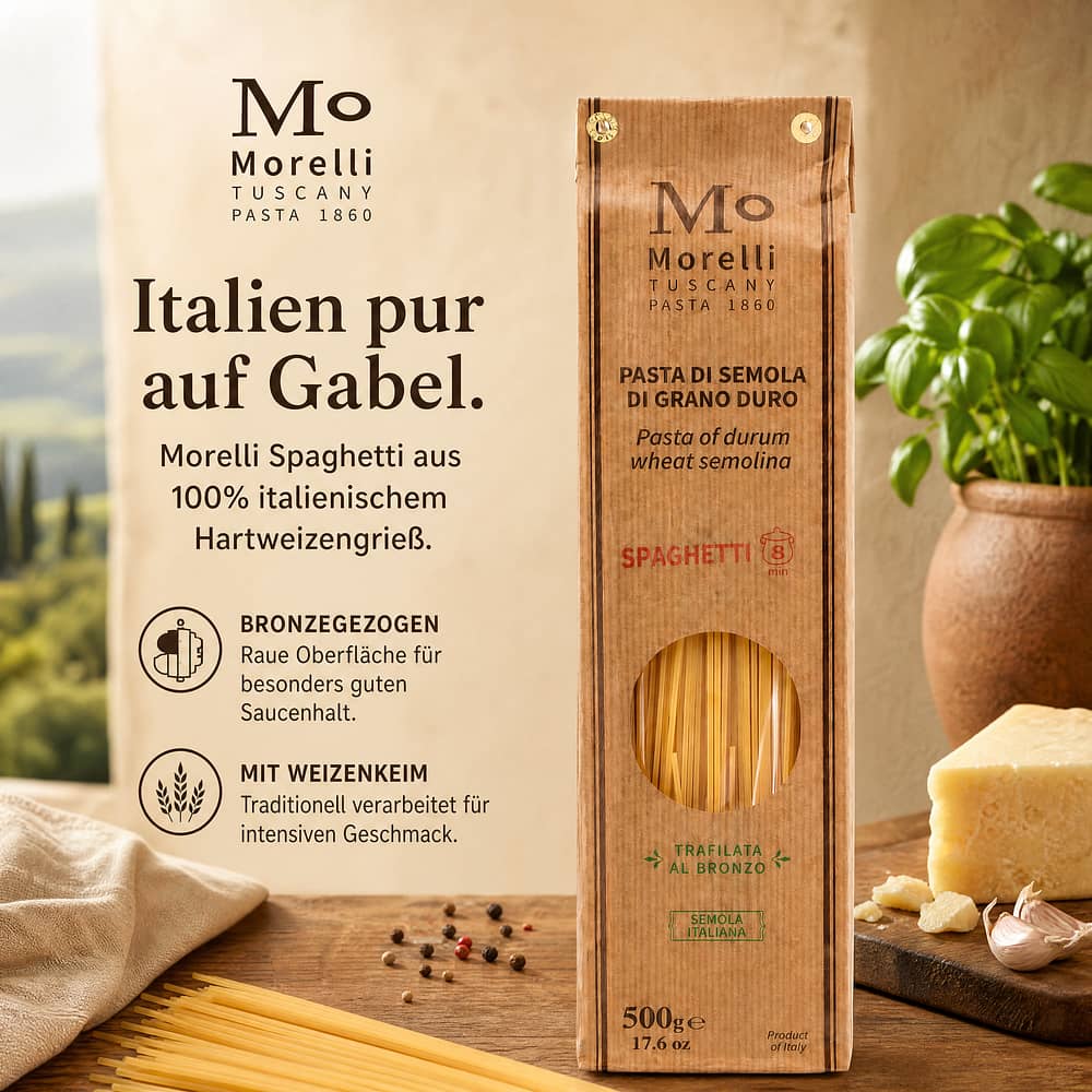 Morelli Spaghetti Nudeln aus Hartweizengrieß 500 Gramm Produktbild