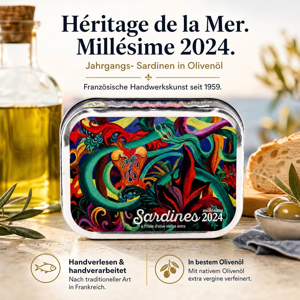 Mouettes d'Arvor Jahrgangs- Sardinen in Olivenöl Jahrgang 2024 115g 87 Gramm Abtropfgewicht Produktbild