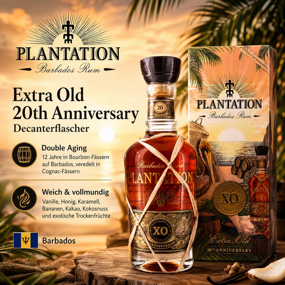 Planteray Barbados Extra Old 20th Anniversary Decanterflascher 0,70 Liter/ 40.0% vol Produktbild