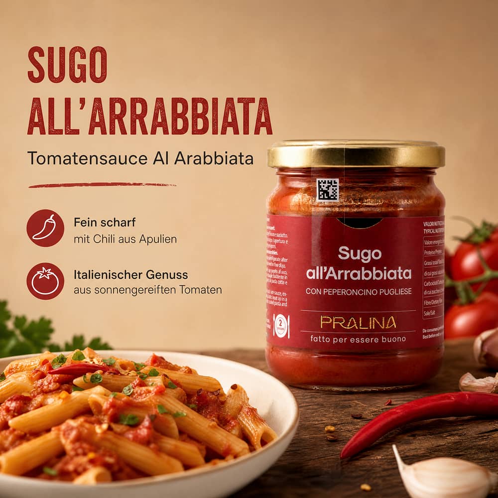 Pralina Sugo All`Arrabbiata Tomatensauce Al Arabbiata 180g Glas 180 Gramm Produktbild