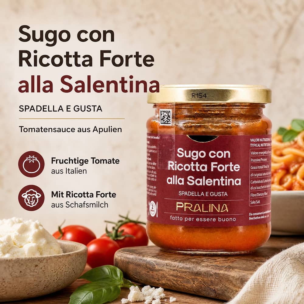 Pralina Sugo con Ricotta Forte alla Salentina 180g Glas 180 Gramm Produktbild