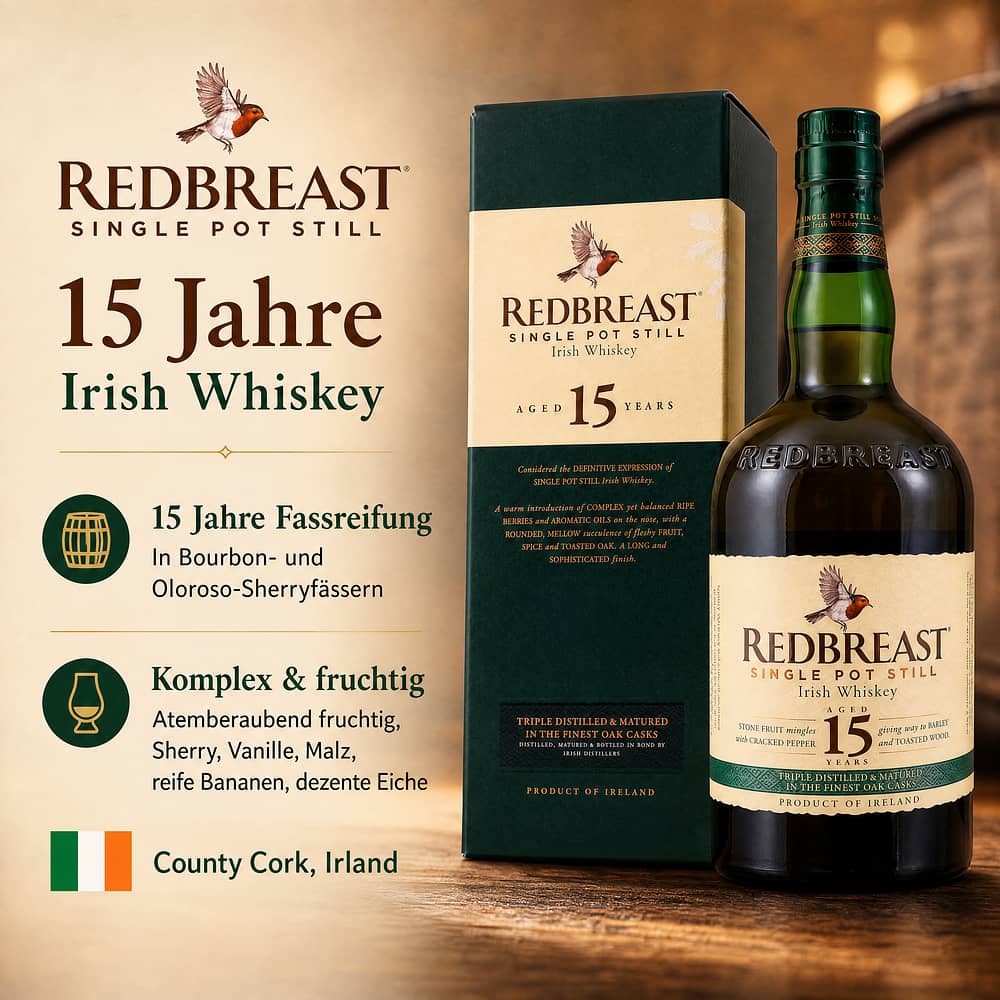 Redbreast 15 Jahre 0,70 Liter/ 46.0% vol Produktbild