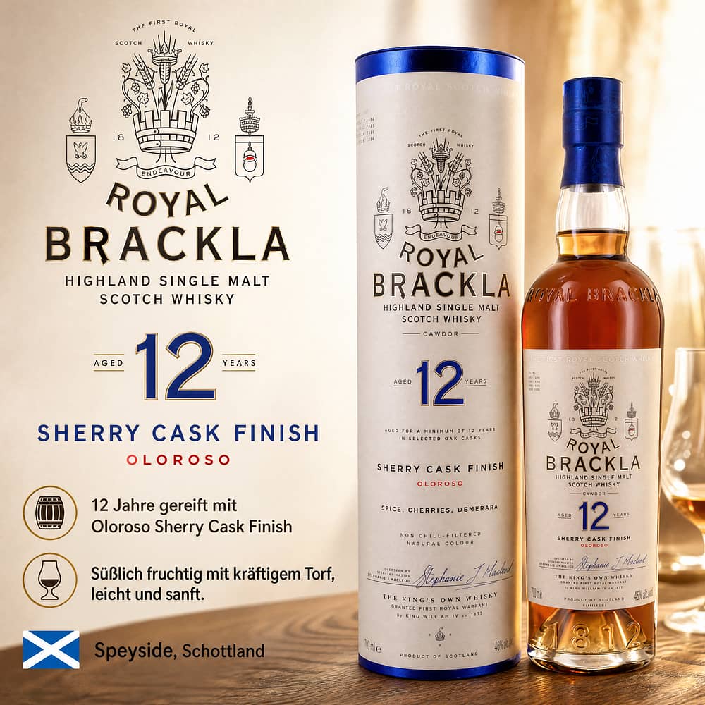 Royal Brackla 12 Jahre Oloroso Sherry Cask Finish 0,70 Liter/ 46.0% vol Produktbild