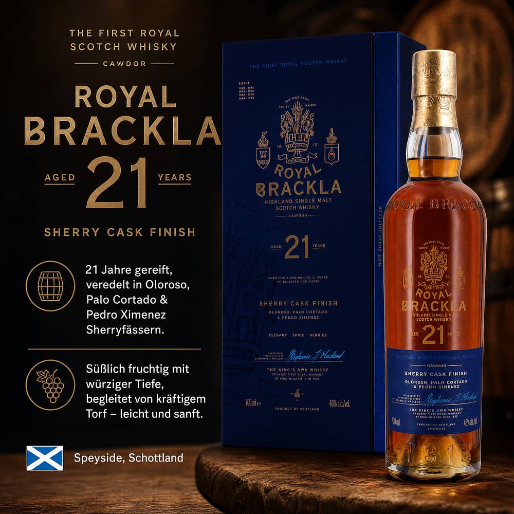 Royal Brackla 21 Jahre Sherry Cask Finish 0,70 Liter/ 46.0% vol Produktbild