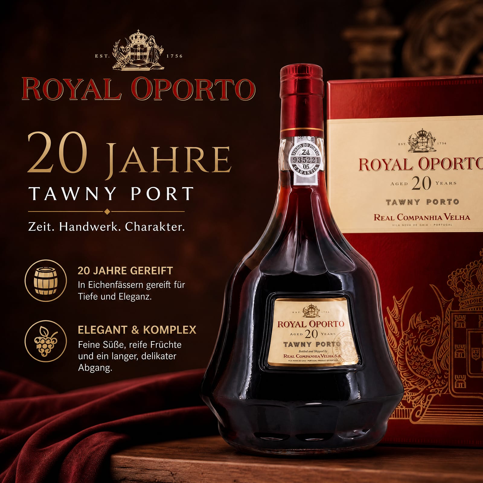 Royal Oporto 20 Jahre Decanterflasche 0,750 Liter/ 20.0% vol
