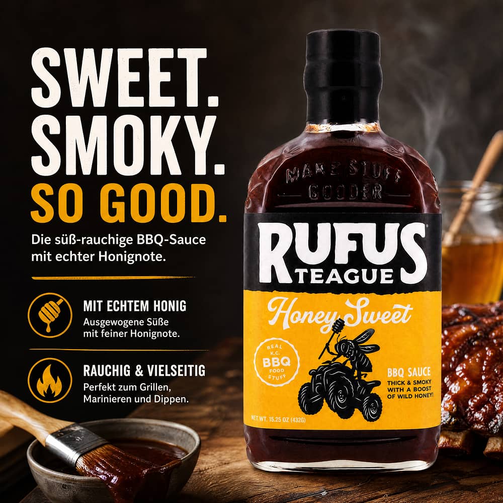 Rufus Teague Honey Sweet BBQ-Sauce 432 Gramm Produktbild