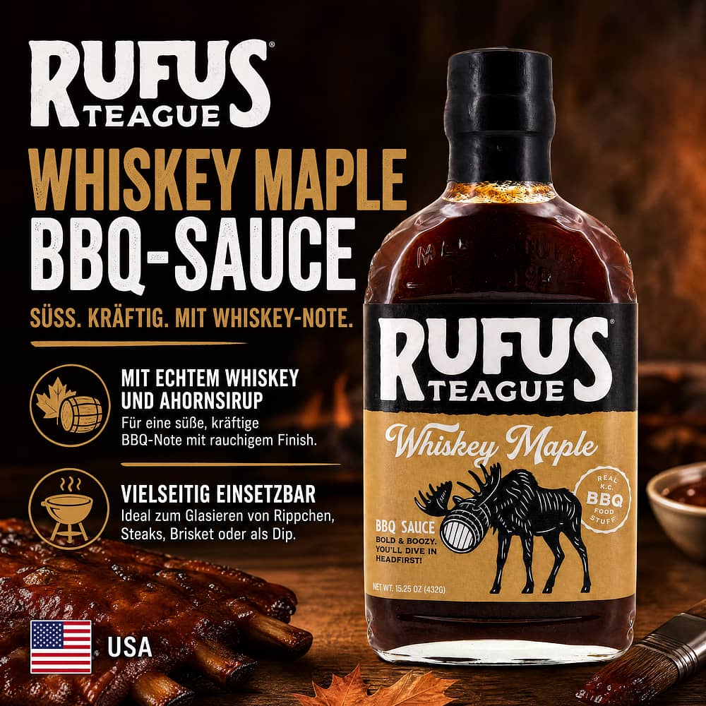 Rufus Teague Whiskey Maple BBQ-Sauce 432 Gramm Produktbild