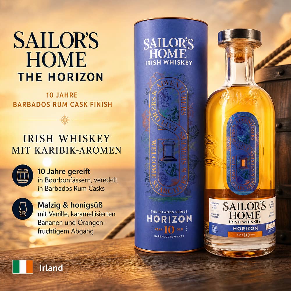 Sailor's Home The Horizon 10 Jahre Barbados Rum Cask Finish 0,70 Liter/ 43.0% vol Produktbild