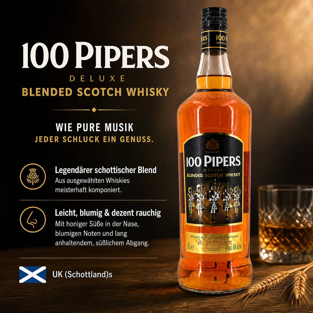 Seagram's 100 Pipers Literflasche 1 Liter/ 40.0% vol Produktbild
