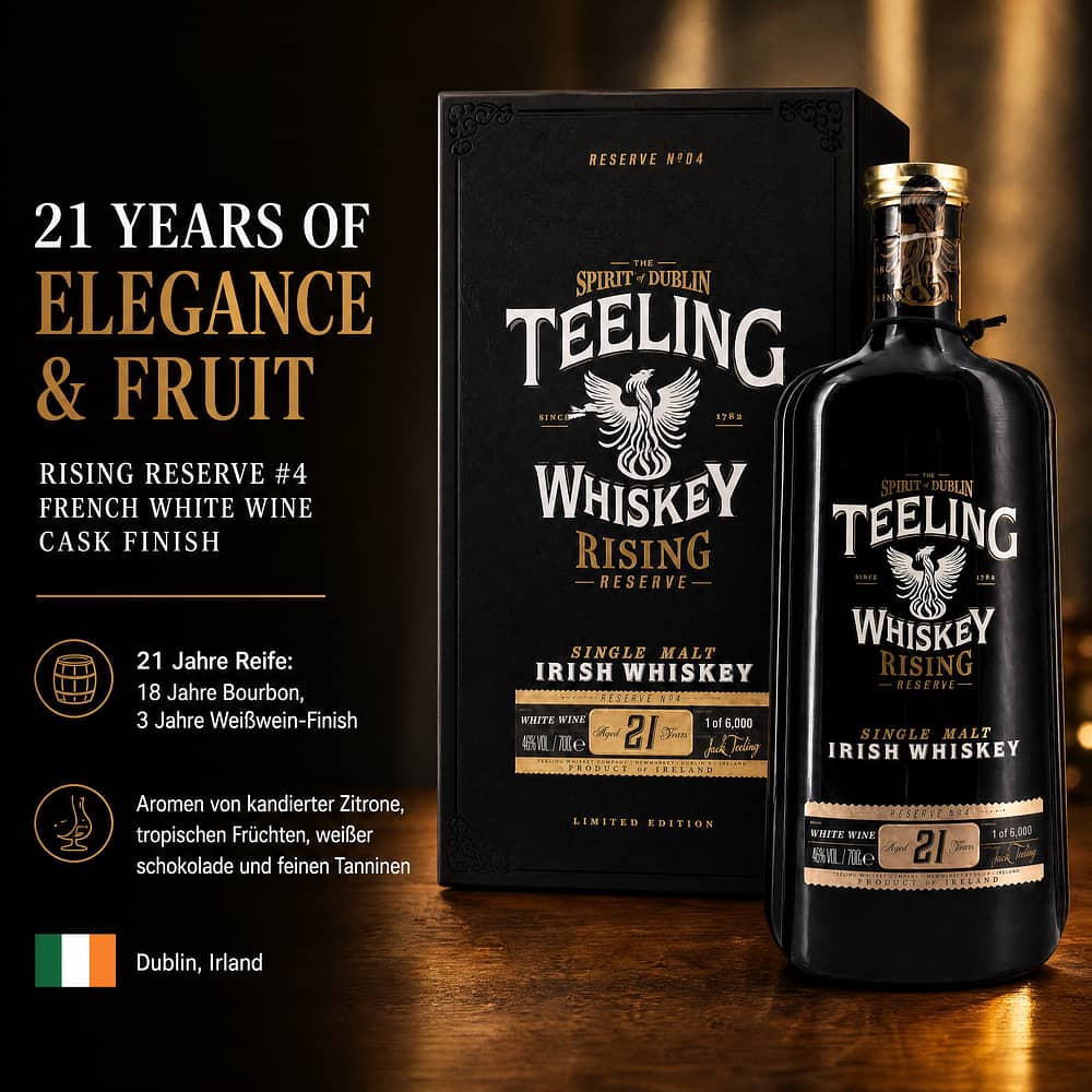 Teeling 21 Jahre Rising Reserve #4 French White Wine Cask Finish 0,70 Liter/ 46.0% vol Produktbild