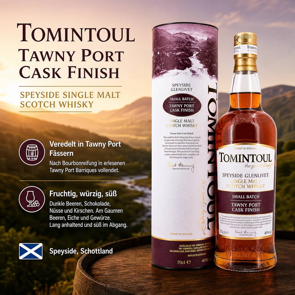 Tomintoul Tawny Port Cask Finish 0,70 Liter/ 40.0% vol Produktbild