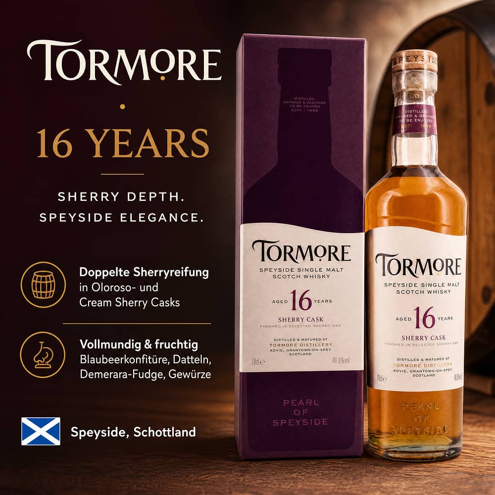 Tormore 16 Jahre Oloroso & Cream Sherry Casks 0,70 Liter/ 46.8% vol Produktbild