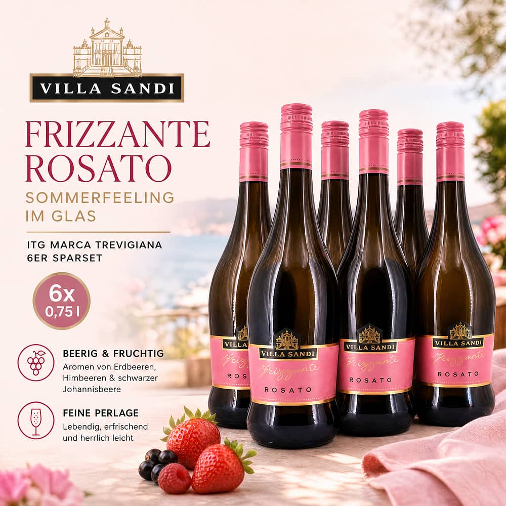 Villa Sandi Frizzante Rosato ITG Marca Trevigiana Stelvin 6er Sparset 4,50 Liter/ 10.5% vol Produktbild
