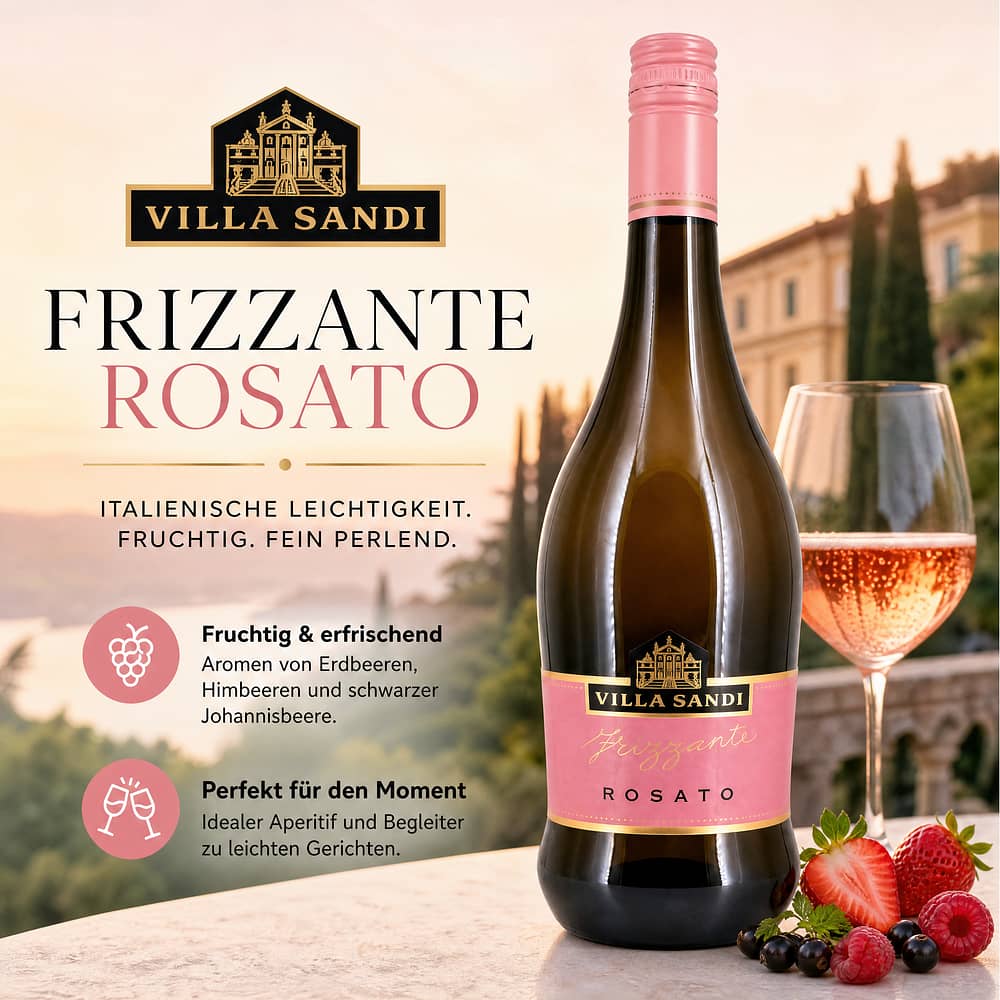 Villa Sandi Frizzante Rosato ITG Marca Trevigiana Stelvin 0,750 Liter/ 10.5% vol Produktbild