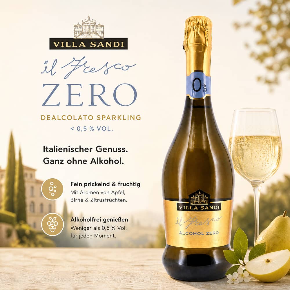 Villa Sandi Il Fresco Zero Dealcolato Sparkling Alkoholfrei 0,750 Liter Produktbild