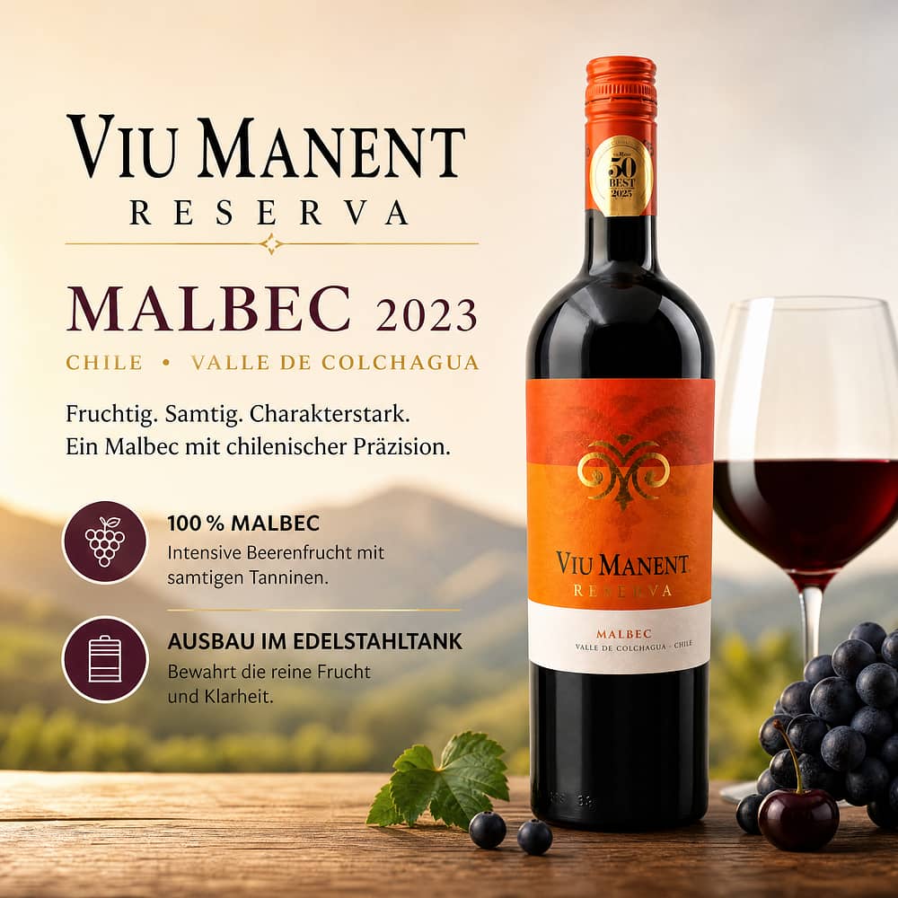 Viu Manent Reserva Malbec 2023 0,750 Liter/ 13.5% vol Produktbild