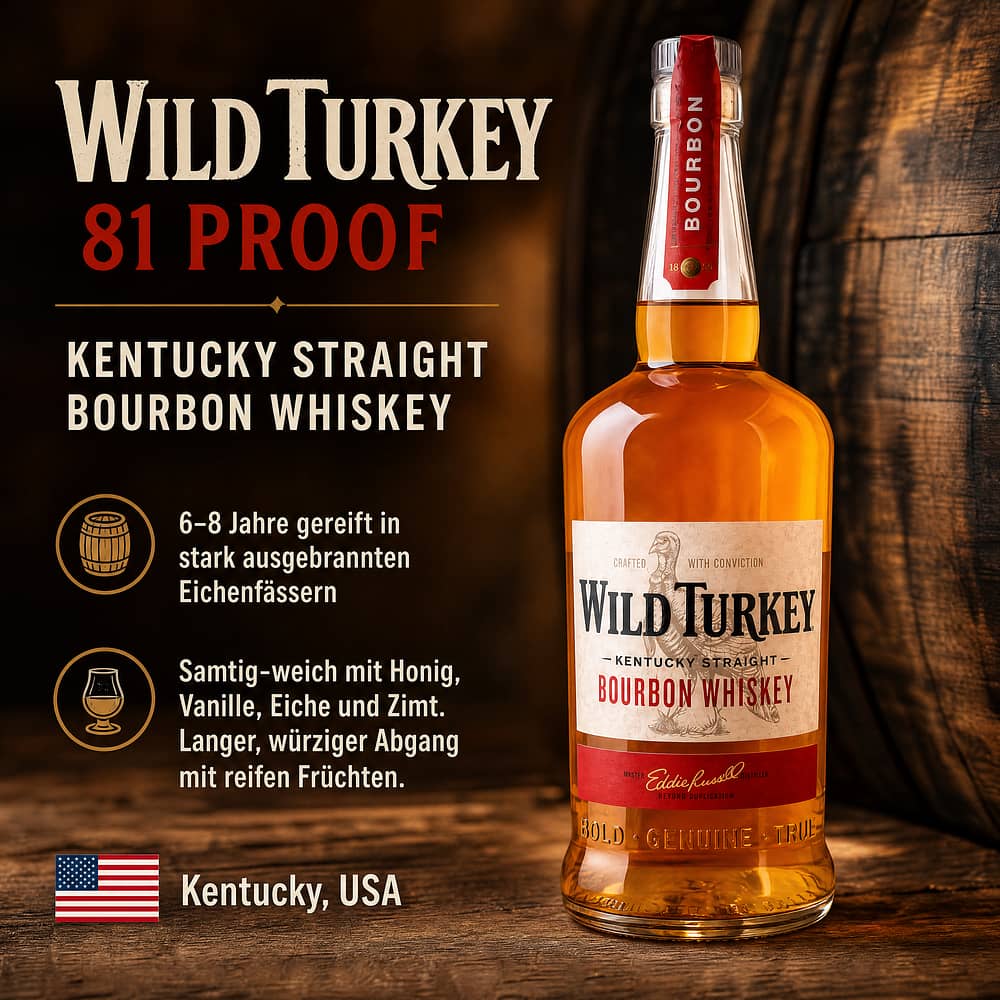Wild Turkey 81 Proof 0,70 Liter/ 40.5% vol Produktbild