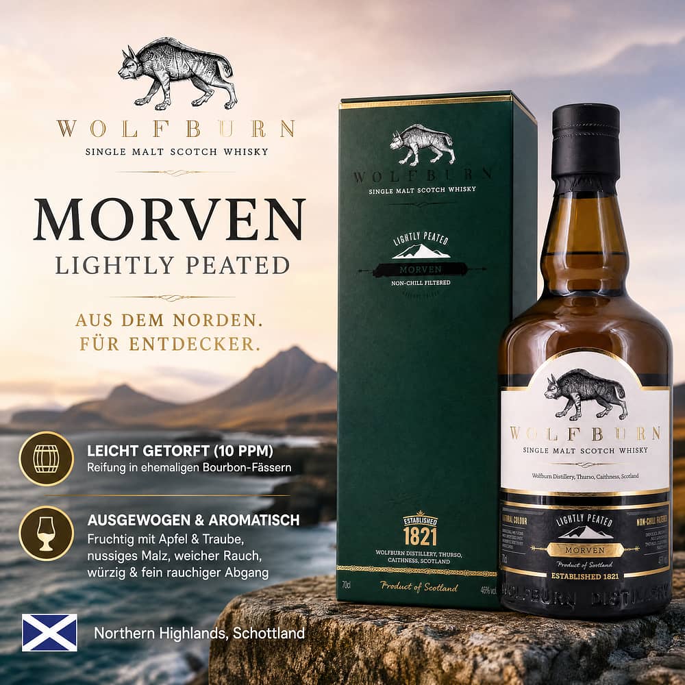 Wolfburn Morven lightly peated 0,70 Liter/ 46.0% vol Produktbild