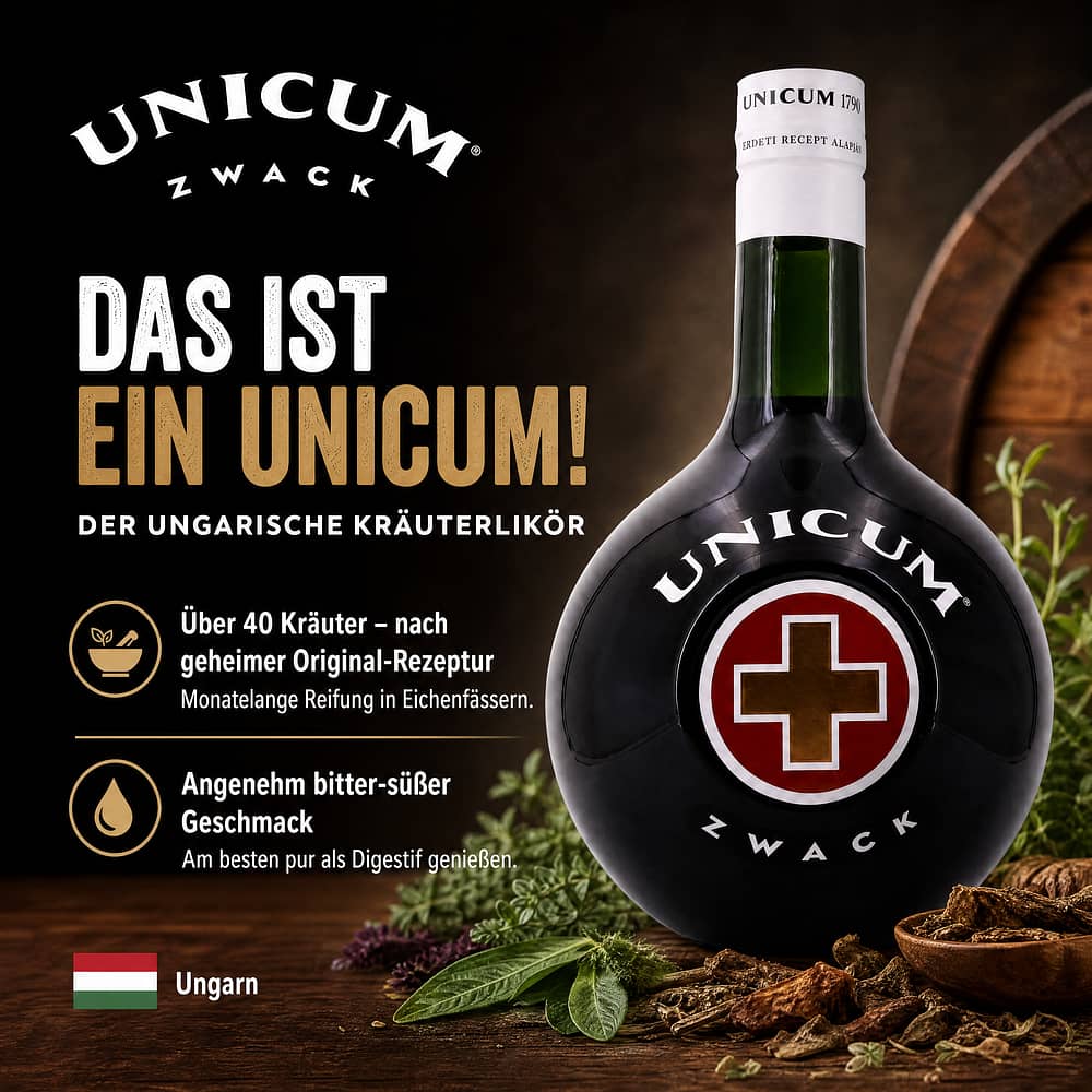 Zwack Unicum Kräuterlikör 3 Liter Flasche 3 Liter/ 40.0% vol Produktbild