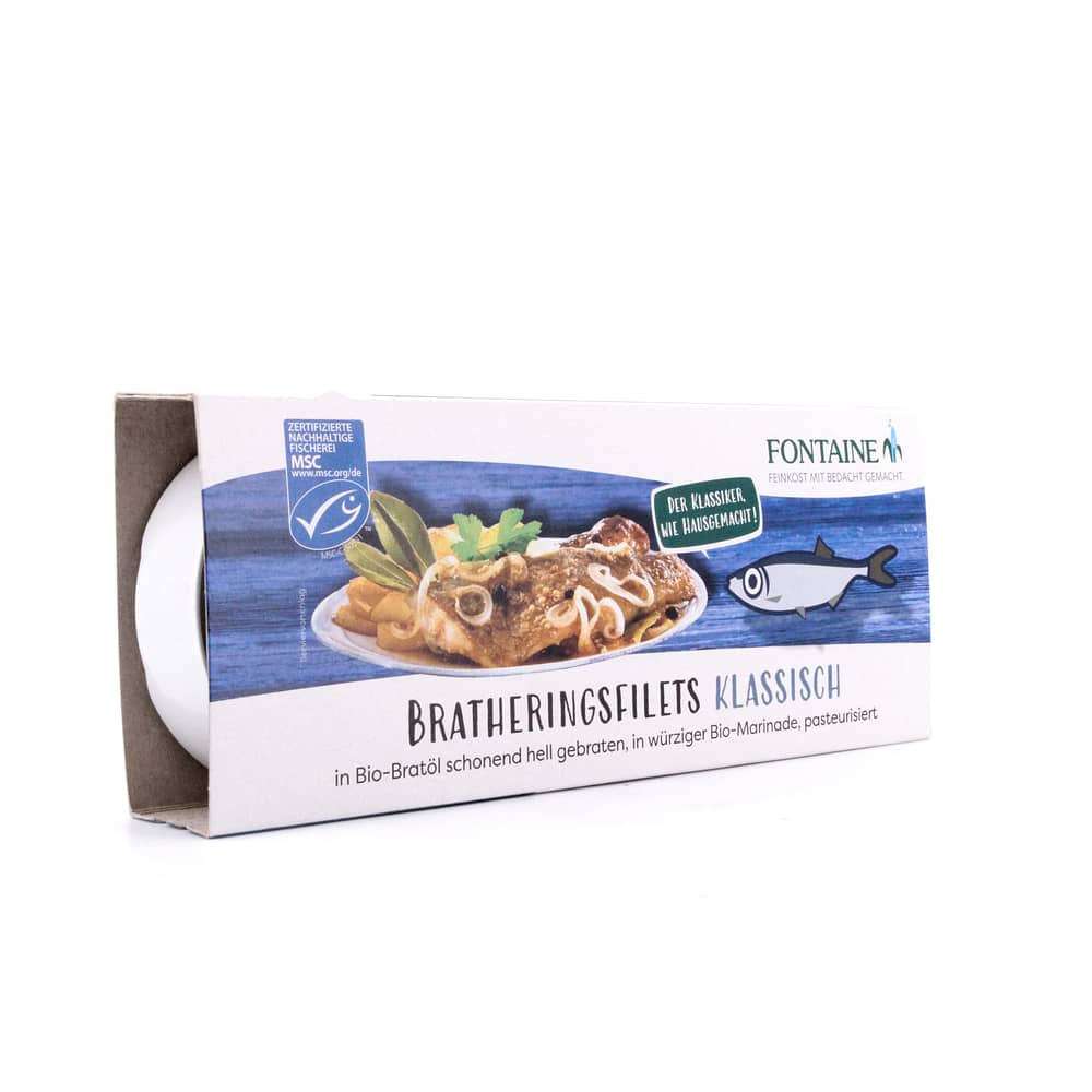 Fontaine Bratheringsfilets in würziger Bio-Marinade, pasteurisiert 325g 200 Gramm Abtropfgewicht Produktbild