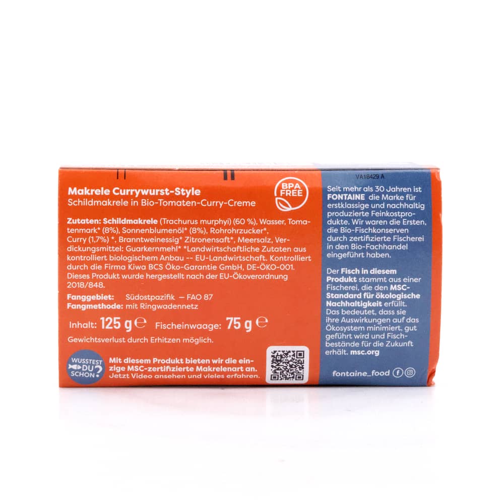 Fontaine Makrele “Currywurststyle” 125g 75 Gramm Abtropfgewicht Produktbild