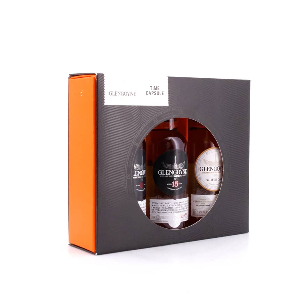 Glengoyne Time Capsule Miniatur-Set 12, 15 Jahre & White Oak 0,150 Liter/ 44.7% vol Produktbild