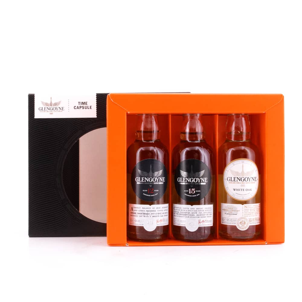 Glengoyne Time Capsule Miniatur-Set 12, 15 Jahre & White Oak 0,150 Liter/ 44.7% vol Produktbild