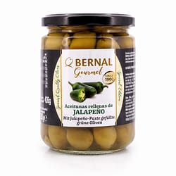 Bernal Grüne Oliven gefüllt mit Jalapenopaste 436g Glas Produktbild