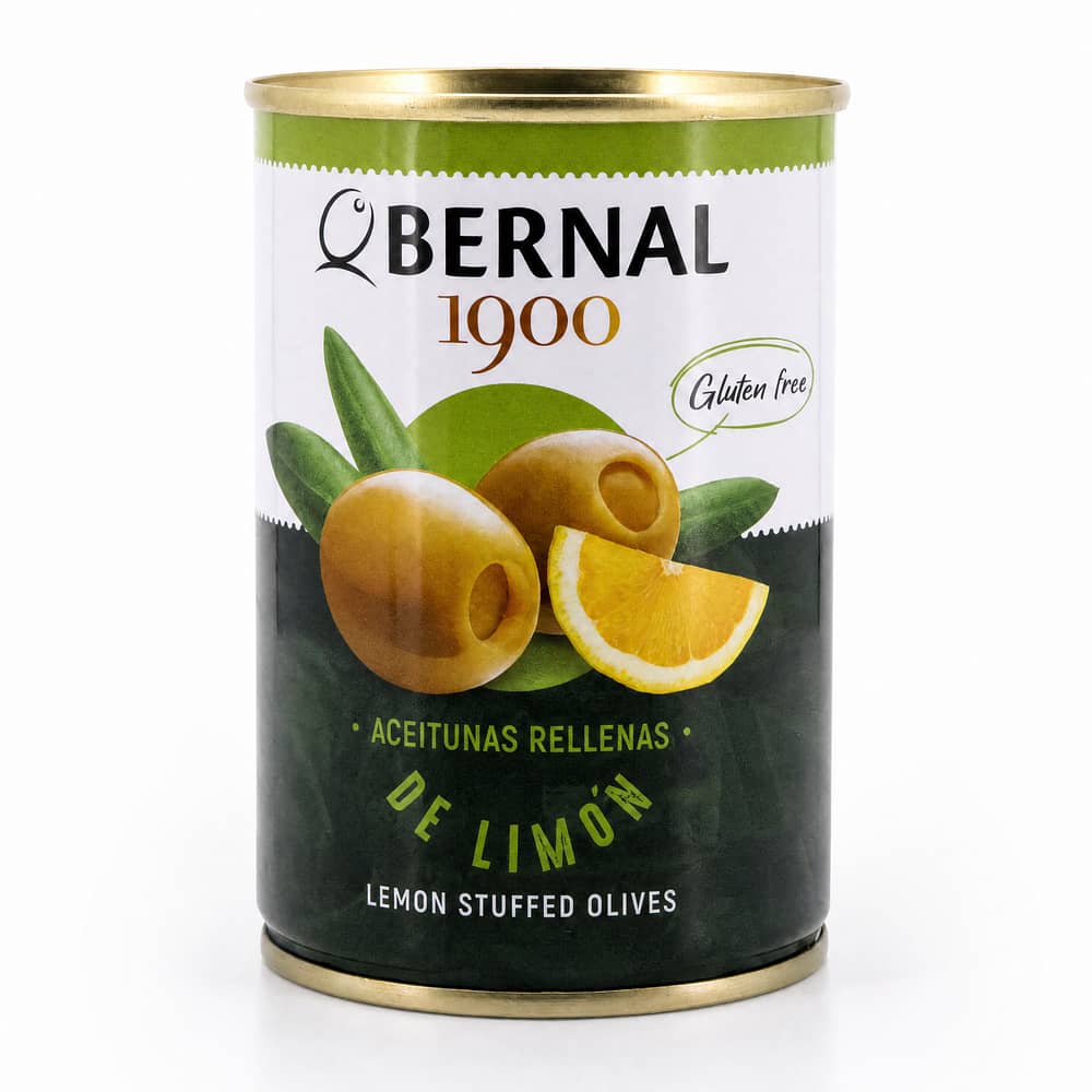 Bernal Grüne Oliven gefüllt mit Zitronenpaste 292g Dose 120 Glas Abtropfgewicht Produktbild