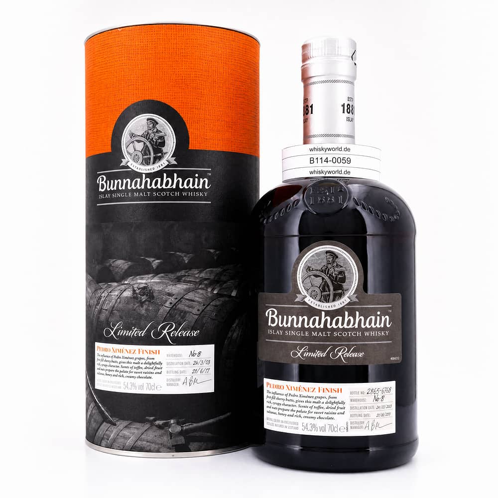 Bunnahabhain Jahrgang 2003 Pedro Ximénez Finish 11 Jahre in 2st fill Sherry Fässern 3 Jahre in 1st fill Pedro Ximénez