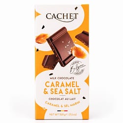 Cachet Milk Chocolate Caramel & Sea Salt Vollmilchschokolade mit Karamellstücke und Meersalz Produktbild