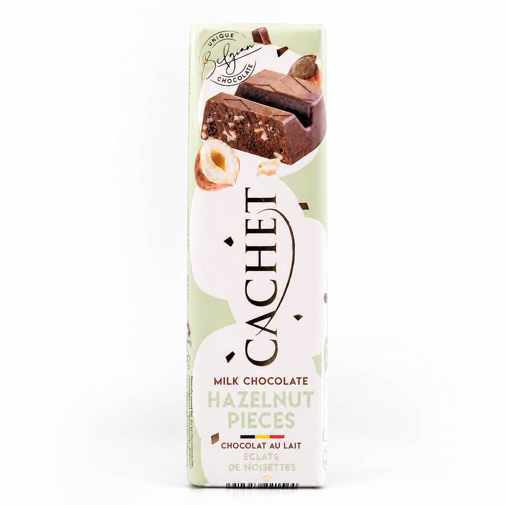 Cachet Milk Chocolate Hazelnut Pieces Riegel Vollmilchschokolade mit Haselnussstücke 50 Gramm Produktbild