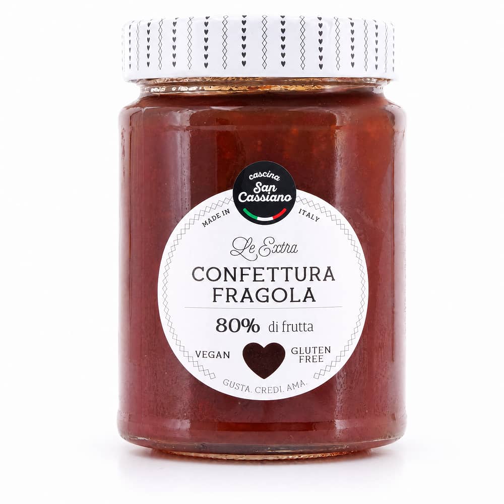 Cascina San Cassiano Confettura Fragola Erdbeerkonfitüre Extra 340 Gramm Produktbild