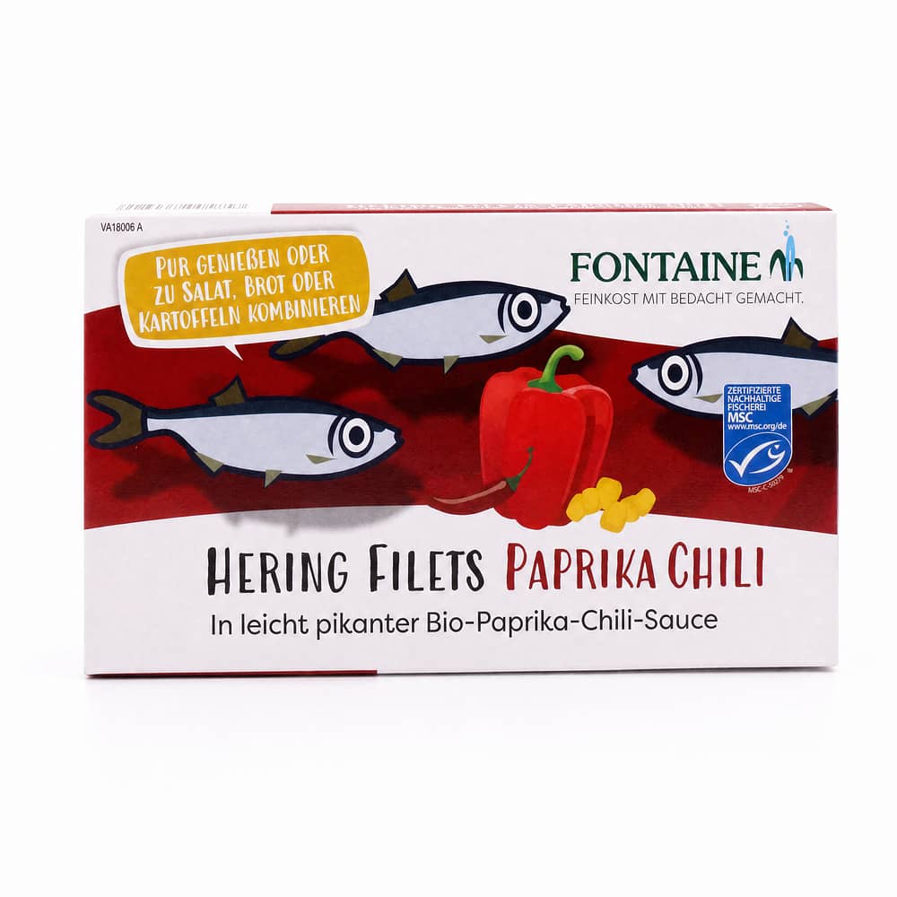 Fontaine Hering Filets  Paprika Chili in leicht pikanter Bio-Paprika-Chili-Sauce 200g