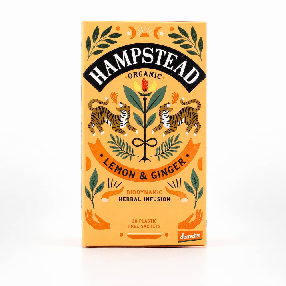 Hampstead Tea BIO Organic Lemon Ginger 20 Teebeutel 30 Gramm Produktbild