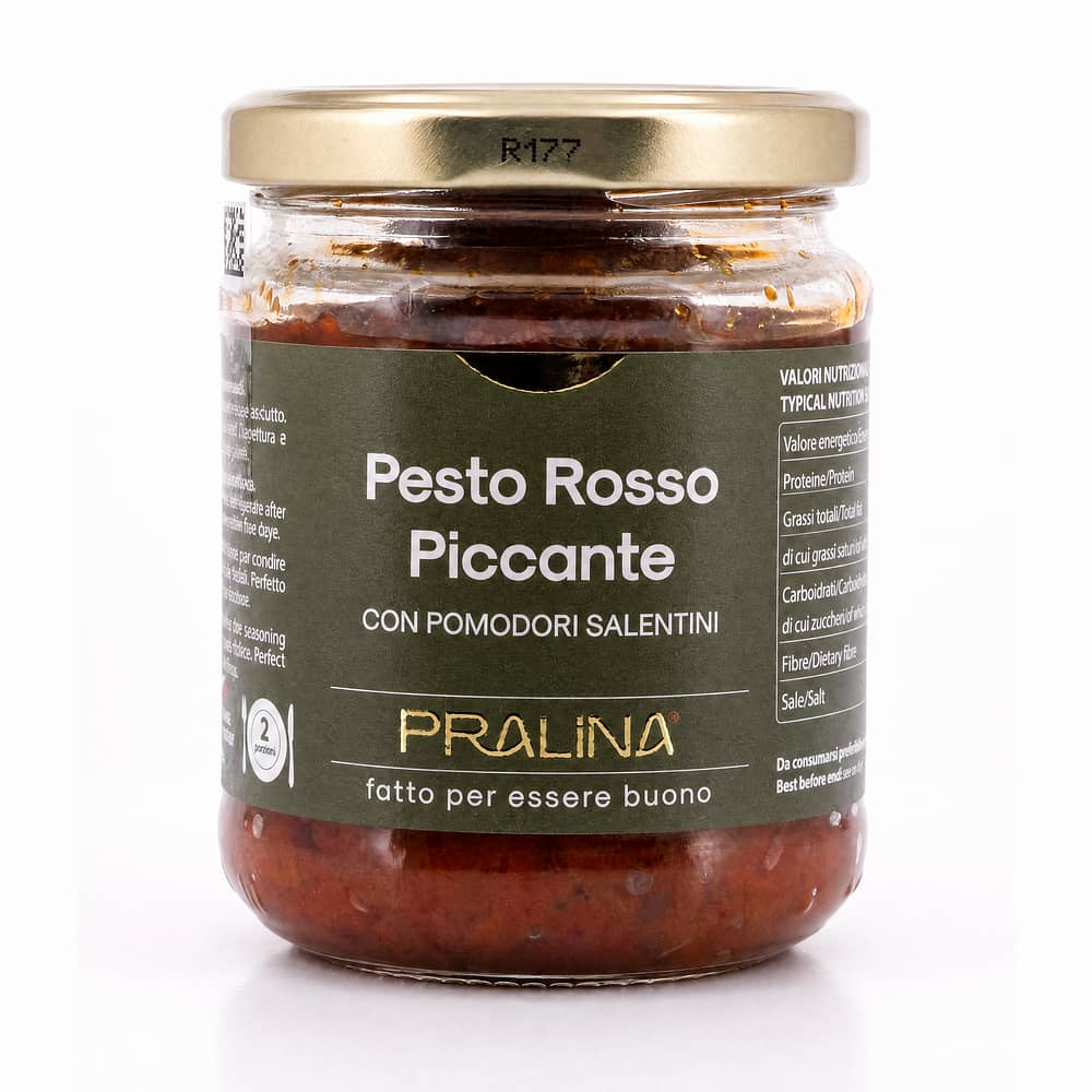 Pralina Pesto Rosso Piccante Roter Pesto scharf 180g Glas