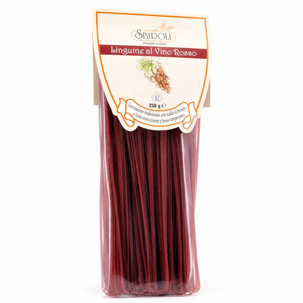 Sbiroli Linguine al Vino Rosso Linguine mit Rotwein 250 Gramm Produktbild
