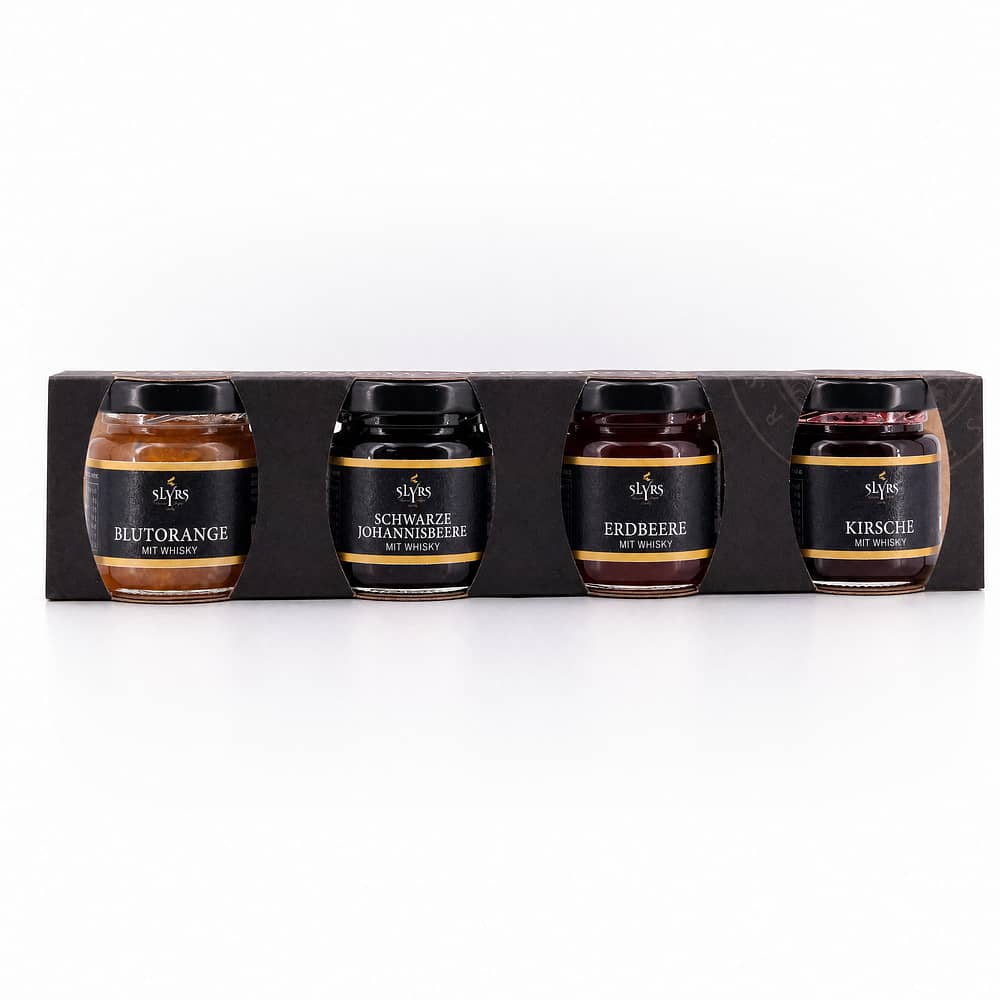 Slyrs Fruchtaufstrich-Set mit Alkohol 4 Sorten × 50 g