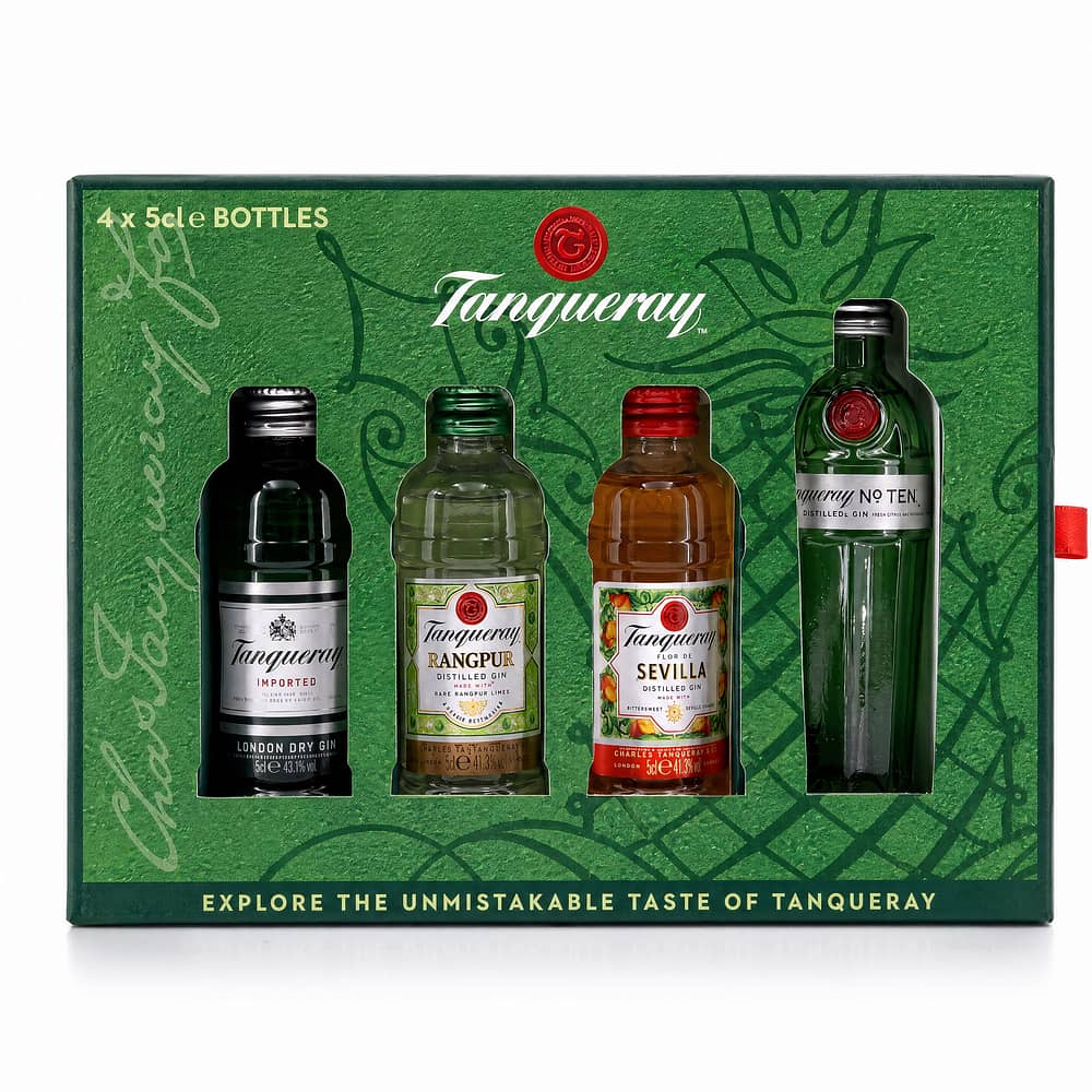 Tanqueray Explore The Unmistakable Taste Of Tanqueray Set beinhaltet 4 Stück je 0,05l