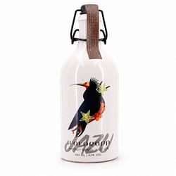 Taube BIO Gin Waldrapp JAZU Whiskey Barrel Aged Steinzeugflasche mit Bügelverschluß Produktbild