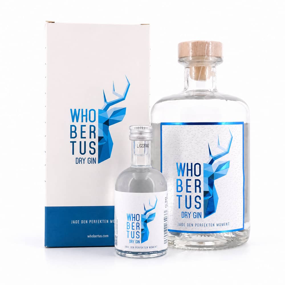 WHOBERTUS Dry Gin inkl. Miniatur 0,550 Liter/ 42.0% vol Produktbild
