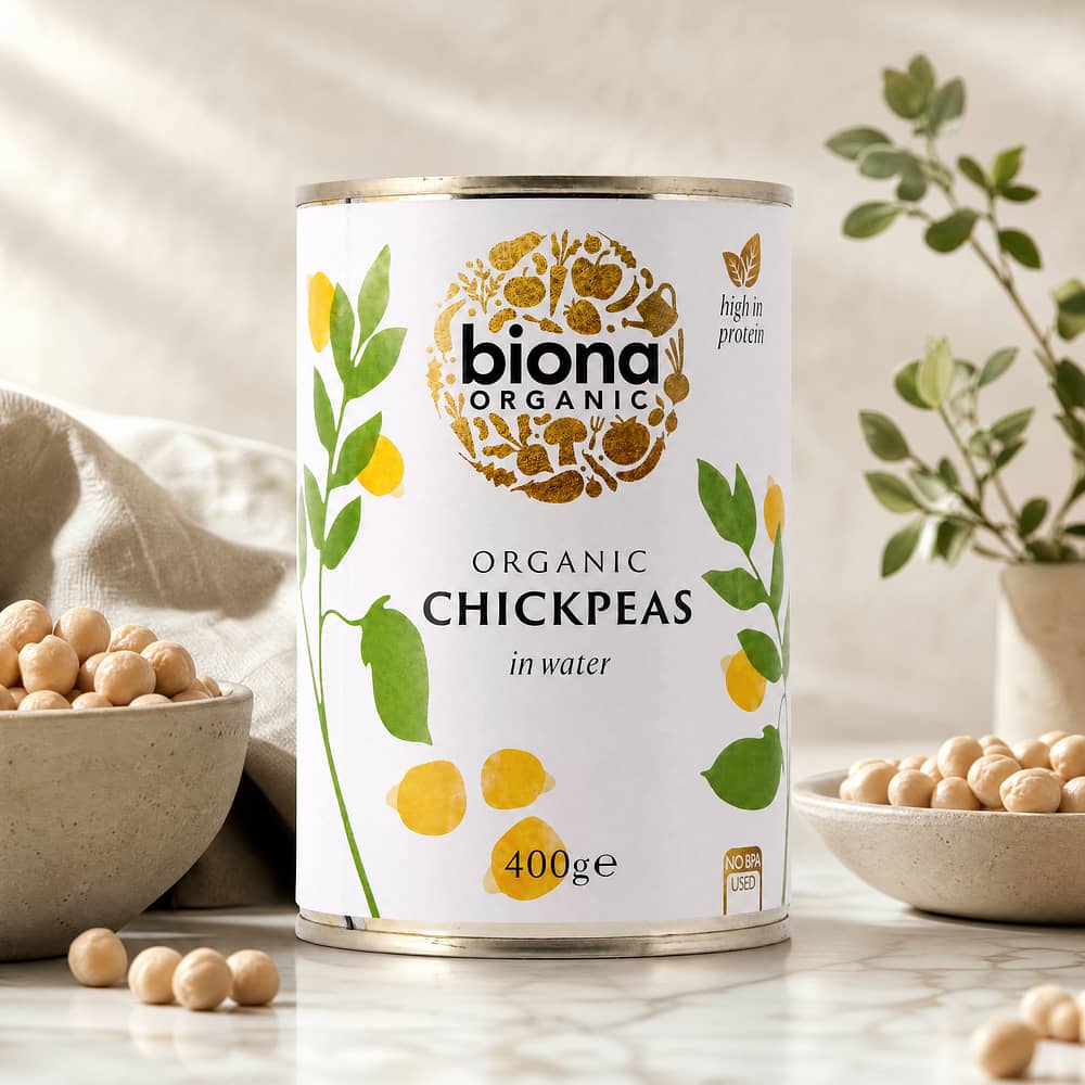 Biona Organic Chickpeans Kichererbsen 240 Gramm Abtropfgewicht Produktbild