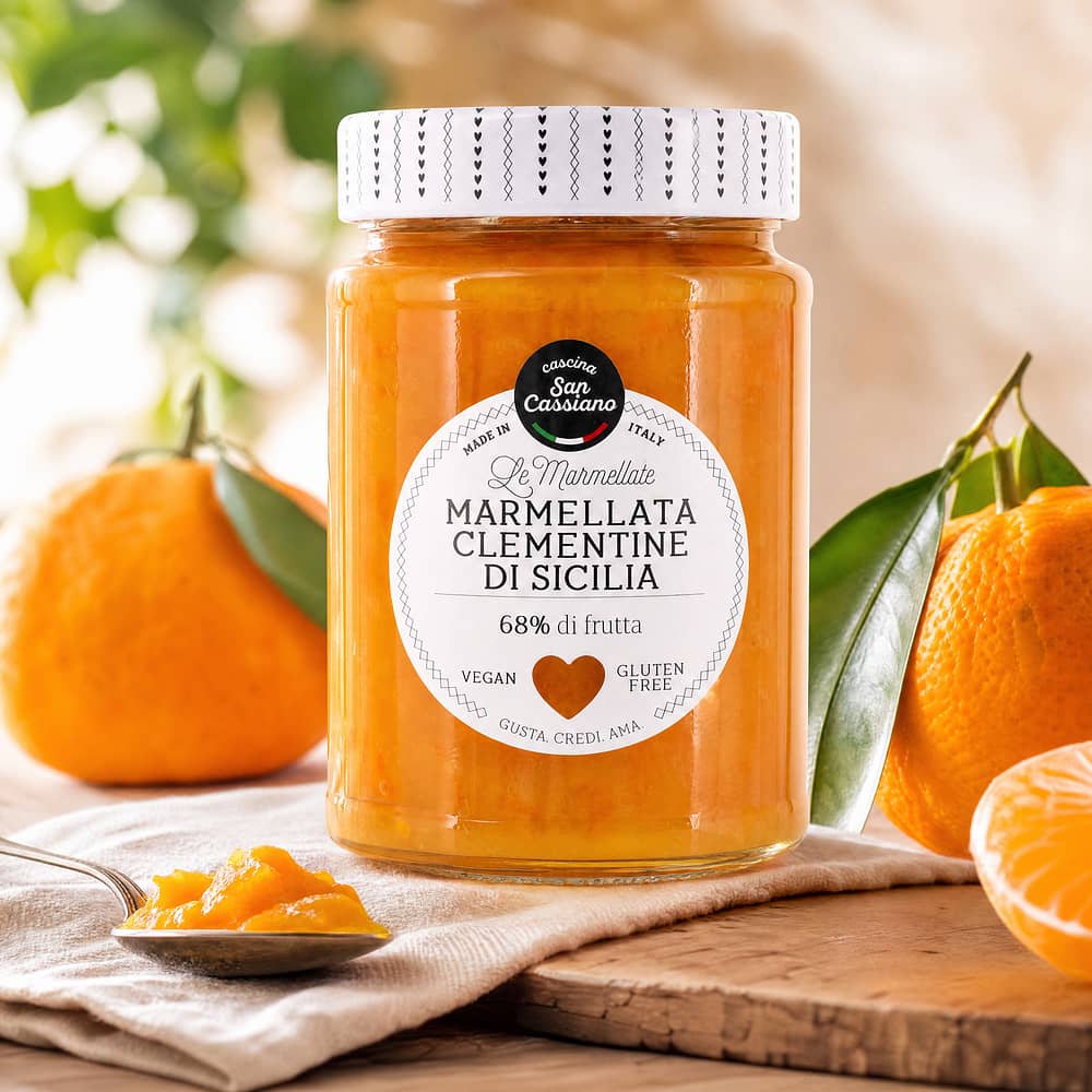 Cascina San Cassiano Marmellata Clementine Di Sicilia Sizilianische Clementinen-Marmelade 340 Gramm Produktbild