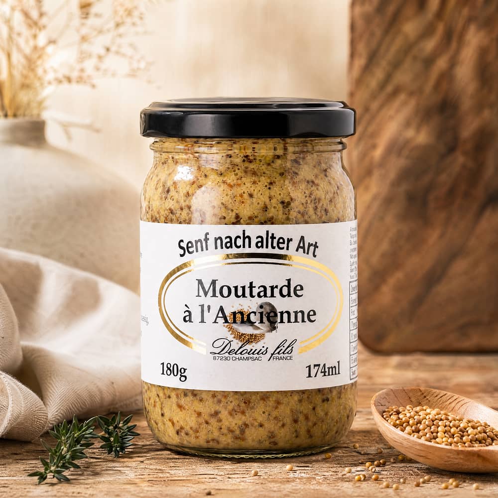 Delouis Fils Moutarde à l`Ancienne Senf nach traditioneller Art 180 Gramm Produktbild