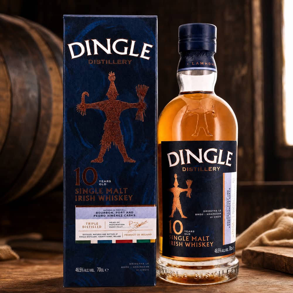 Dingle 10 Jahre  Single Malt Irish Whiskey Bourbon, Port & PX Sherry Cask 0,70 Liter/ 46.5% vol Produktbild