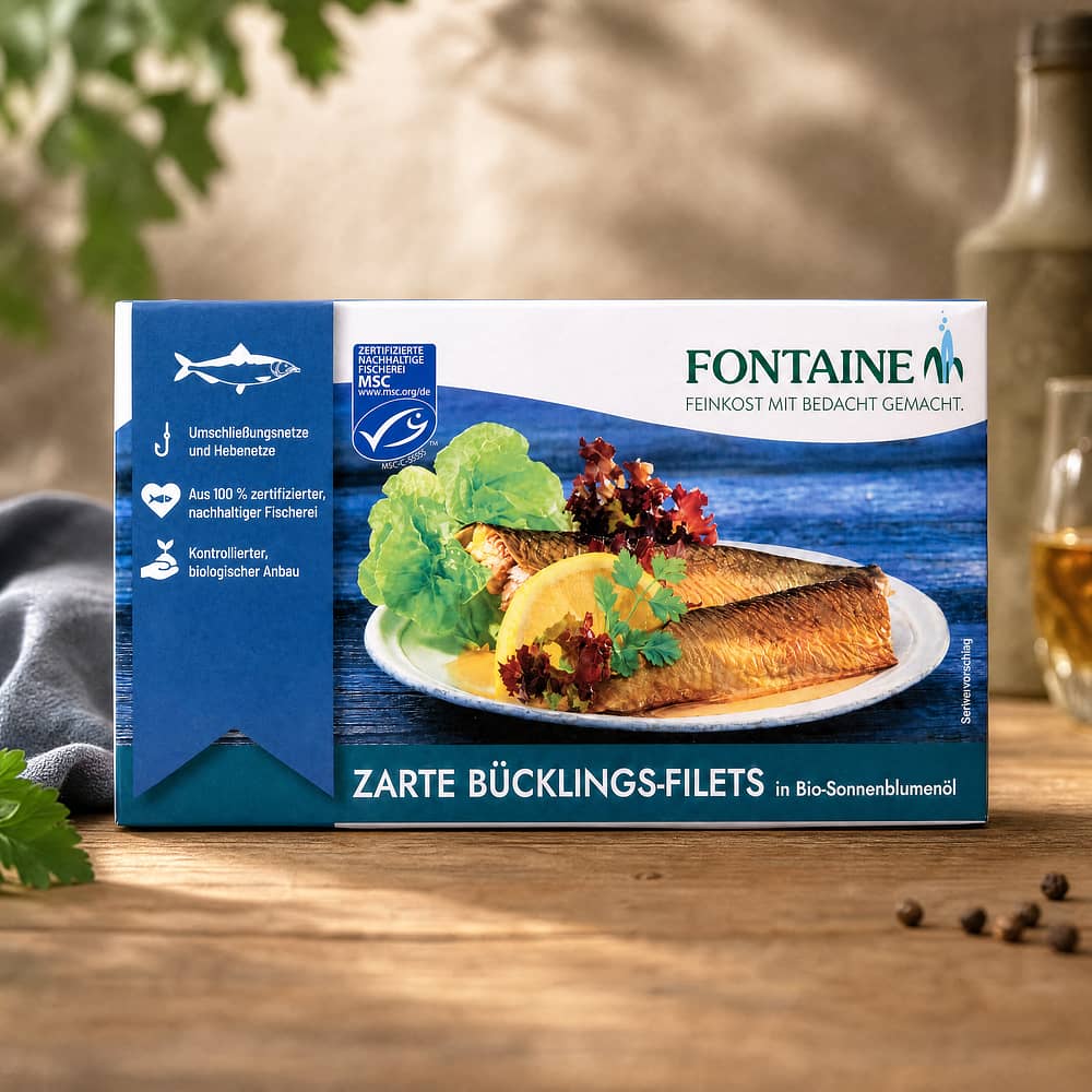 Fontaine Bücklingsfilets in BIO-Sonnenblumenöl 190g 140 Gramm Abtropfgewicht Produktbild